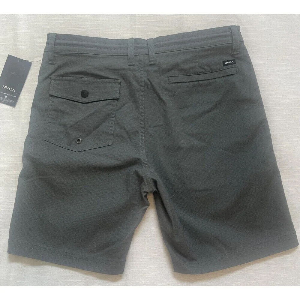 RVCA Hidden Drawstring 17” Cotton Polyester Blend Shorts In Dark Gray Sz 29 New
